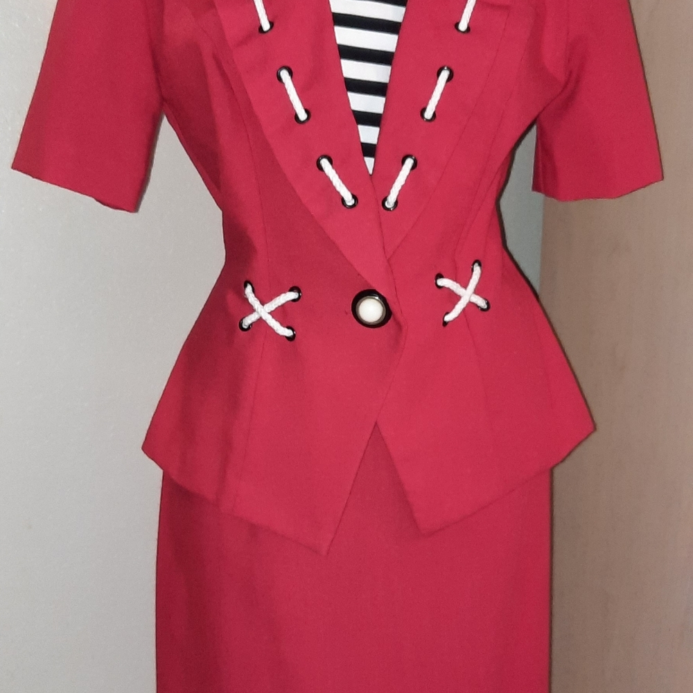 Lindsey Scott by Jerrell , 2-pc skirt & jacket, red